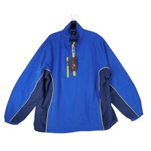 The Weather Co 2XL Pullover Windbreaker Jacket Blue Convertible Waterproof NEW‎
